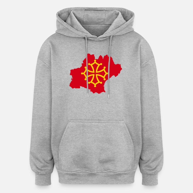 occitanie - Sweat à capuche oversize unisexe - gris chiné
