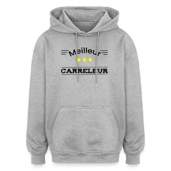 Cadeau meilleur carreleur - Sweat à capuche oversize unisexe - gris chiné - Devant - Noah (186cm)