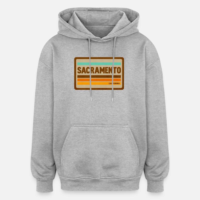 Bouclier de licence rétro de Sacramento - Sweat à capuche oversize unisexe - gris chiné