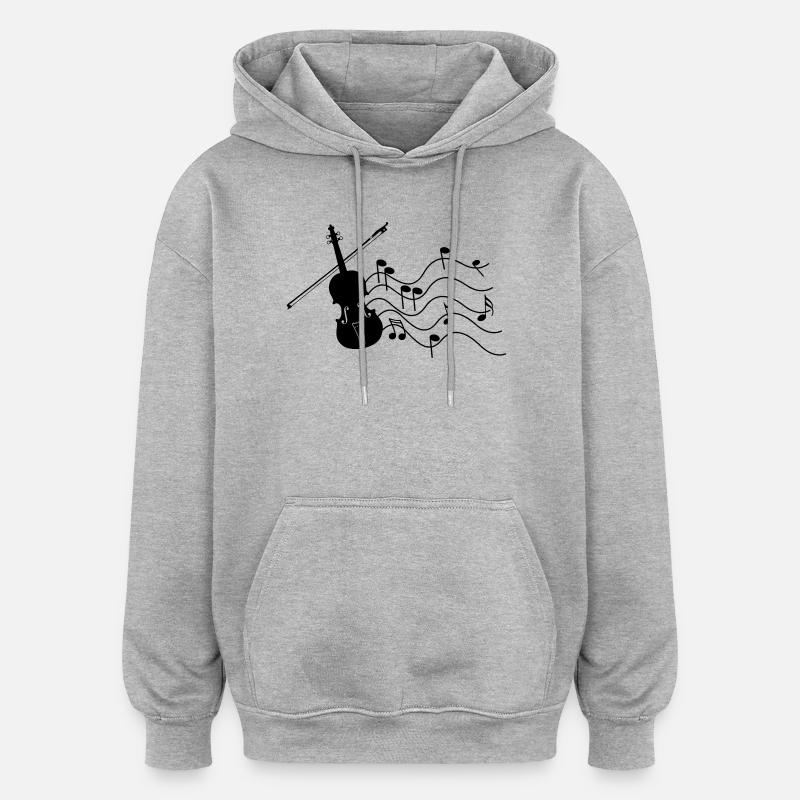 Violon avec notes - Sweat à capuche oversize unisexe - gris chiné