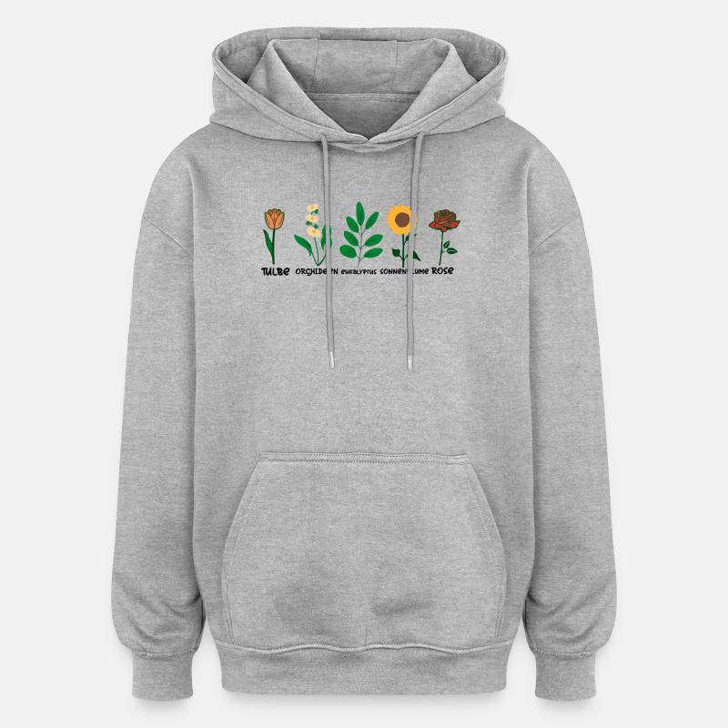 Kukka-lajit - Unisex oversize huppari - harmaasävyinen