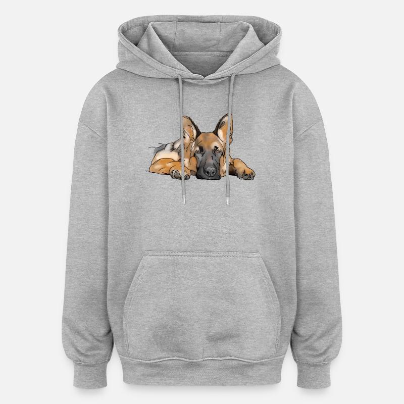 Chien de berger - Sweat à capuche oversize unisexe - gris chiné