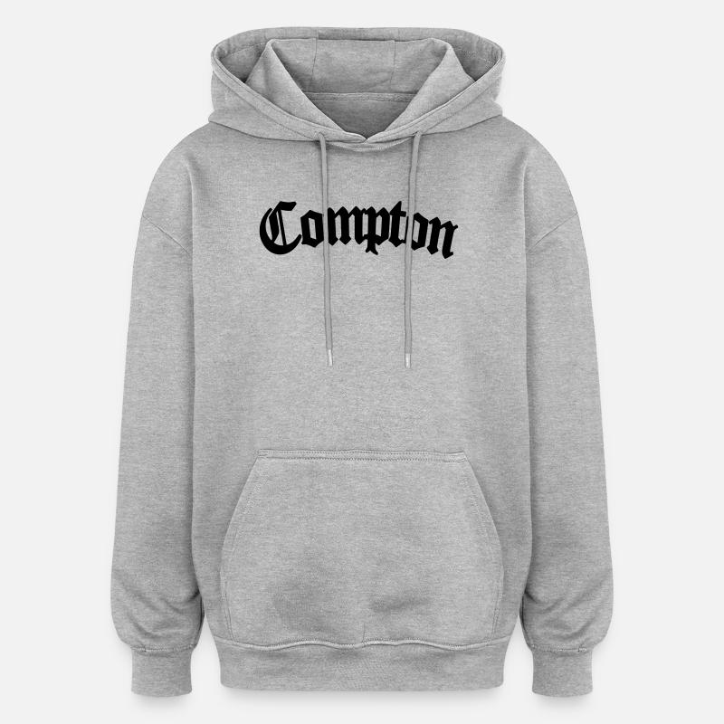 Compton - Sweat à capuche oversize unisexe - gris chiné