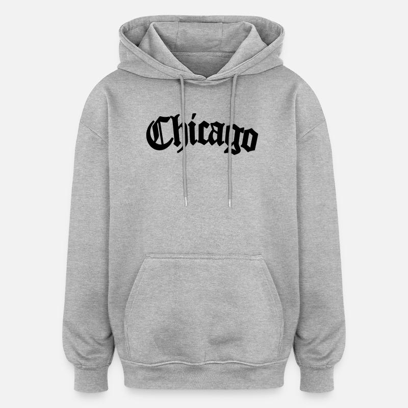 Chicago - Sweat à capuche oversize unisexe - gris chiné
