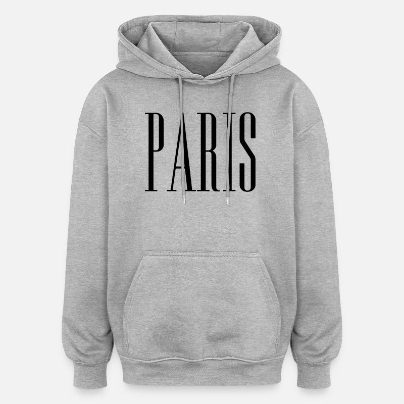 Paris - Sweat à capuche oversize unisexe - gris chiné