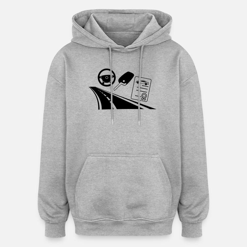 Permis de conduire de voiture routière - Sweat à capuche oversize unisexe - gris chiné