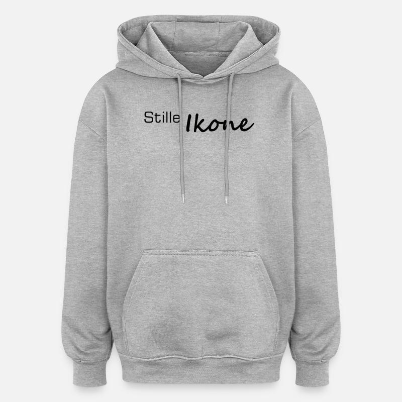 Stille Ikone Handlettered Schriftzug - Oversized Unisex Hoodie - Grau meliert