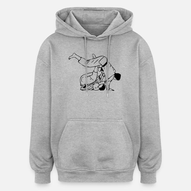 Lancer de judo masculin - Sweat à capuche oversize unisexe - gris chiné