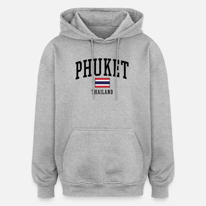 Motif du drapeau de Phuket Thaïlande - Sweat à capuche oversize unisexe - gris chiné