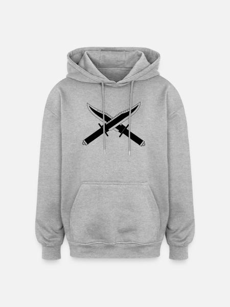 Two knives crossed standing - Oversized Unisex Hoodie - heather grey