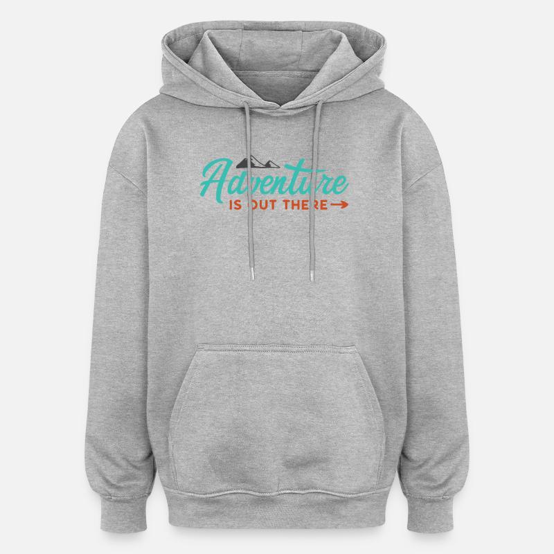 Abenteuer ist da draußen - Oversized Unisex Hoodie - Grau meliert