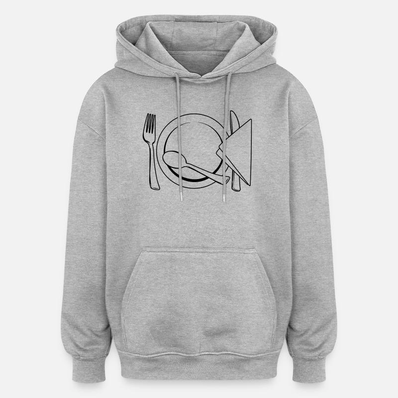 Besteckteller Serviette - Oversized Unisex Hoodie - Grau meliert
