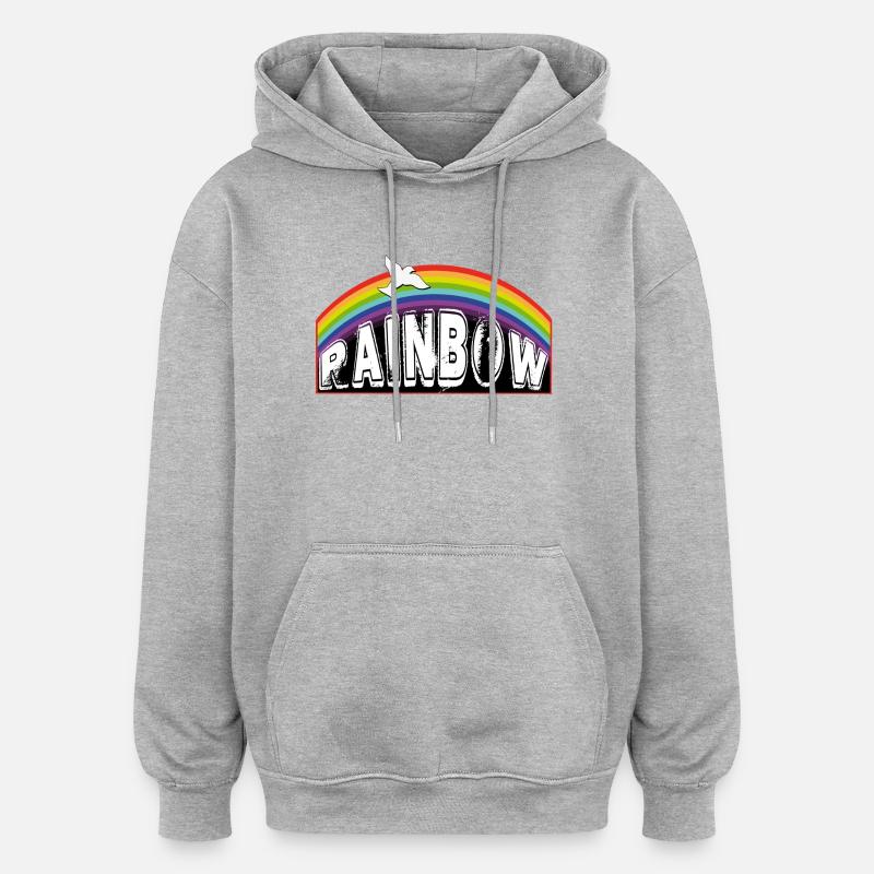 Lettrage RAINBOW avec pigeon - Sweat à capuche oversize unisexe - gris chiné