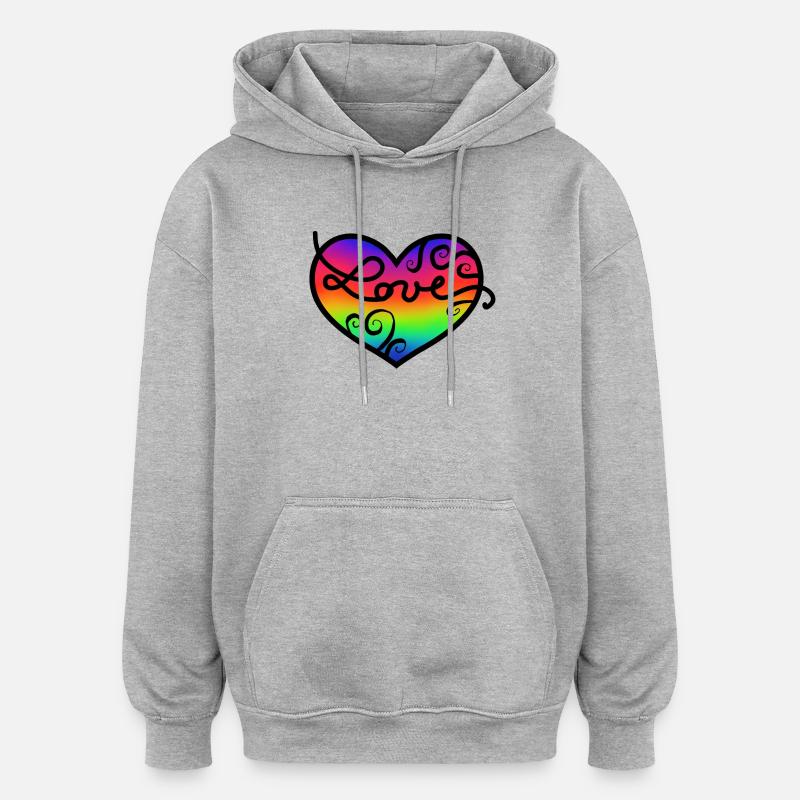 love - Sweat à capuche oversize unisexe - gris chiné