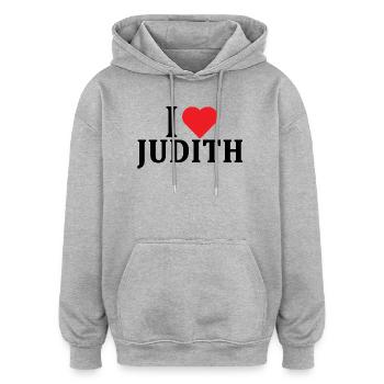 T-Shirt Ich liebe Judith T-Shirt Geschenkidee - Oversized Unisex Hoodie - Grau meliert - Vorne - Noah (186cm)