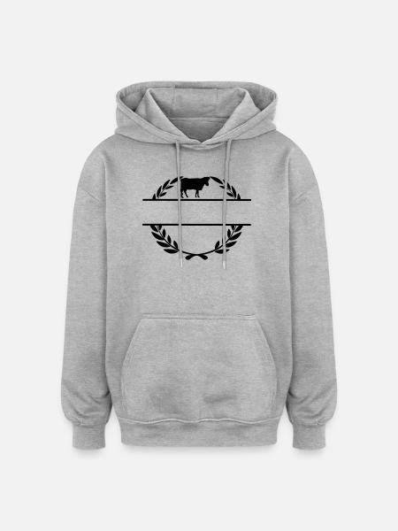 Fier de la vache fermière - Sweat à capuche oversize unisexe - gris chiné