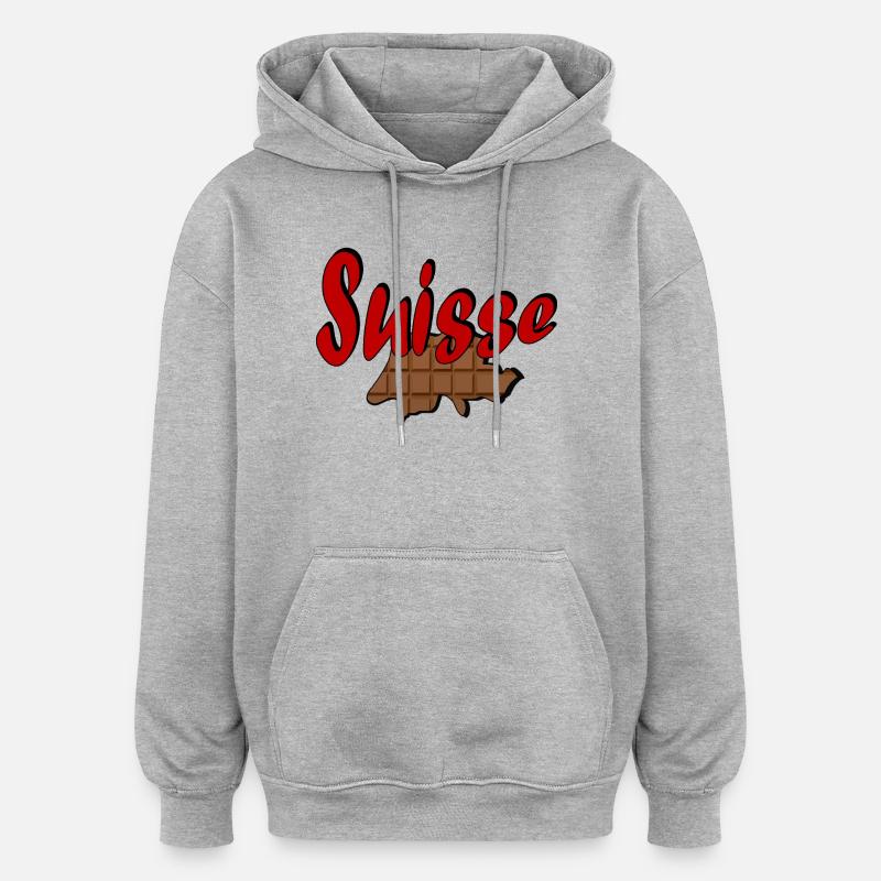 Suisse Chocolat - Sweat à capuche oversize unisexe - gris chiné
