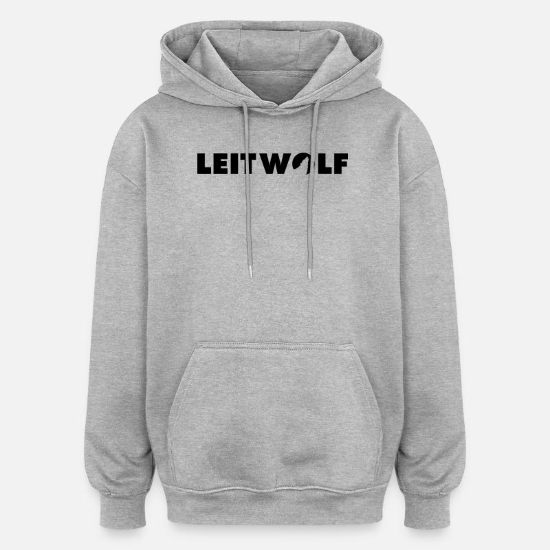 Leitwolf lettering - Oversized Unisex Hoodie - heather grey