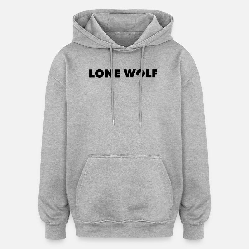 Wolf Lonewolf Lettre en noir - Sweat à capuche oversize unisexe - gris chiné