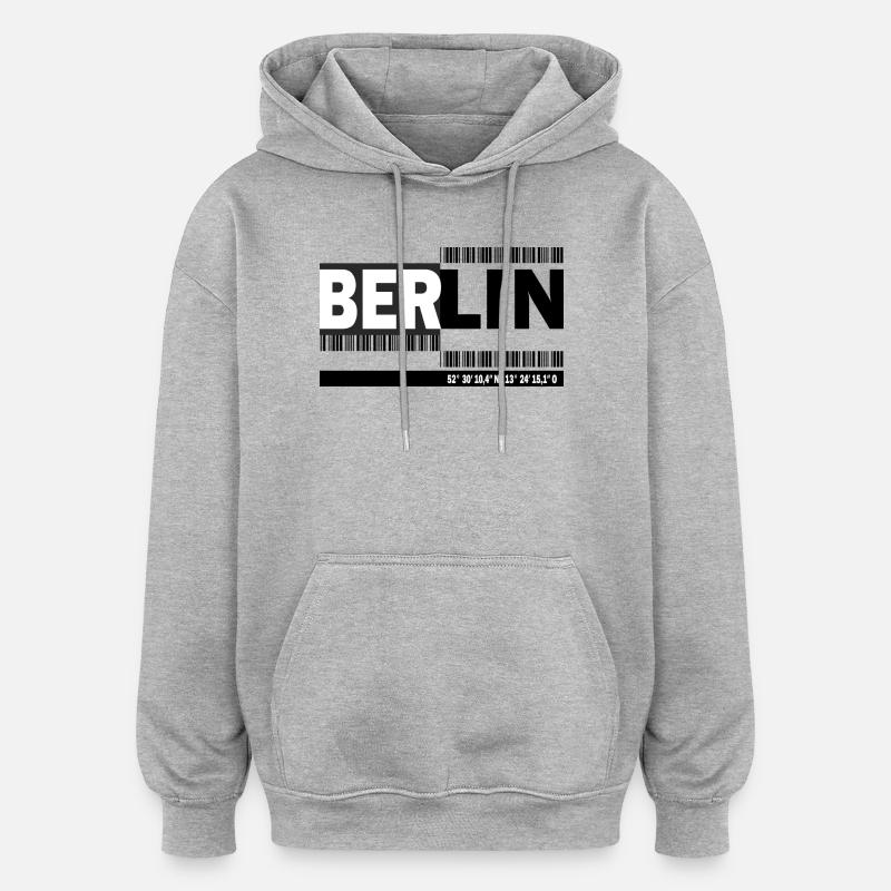 BERLIN - code-barres - Sweat à capuche oversize unisexe - gris chiné