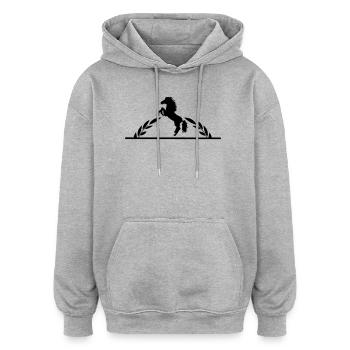 Cheval cabré en demi-couronne de laurier - Sweat à capuche oversize unisexe - gris chiné - Devant - Noah (186cm)