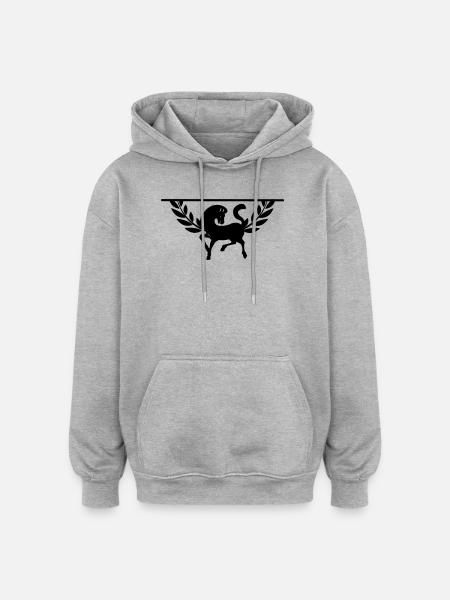 Pferd im halben Lorbeerkranz - Oversized Unisex Hoodie - Grau meliert