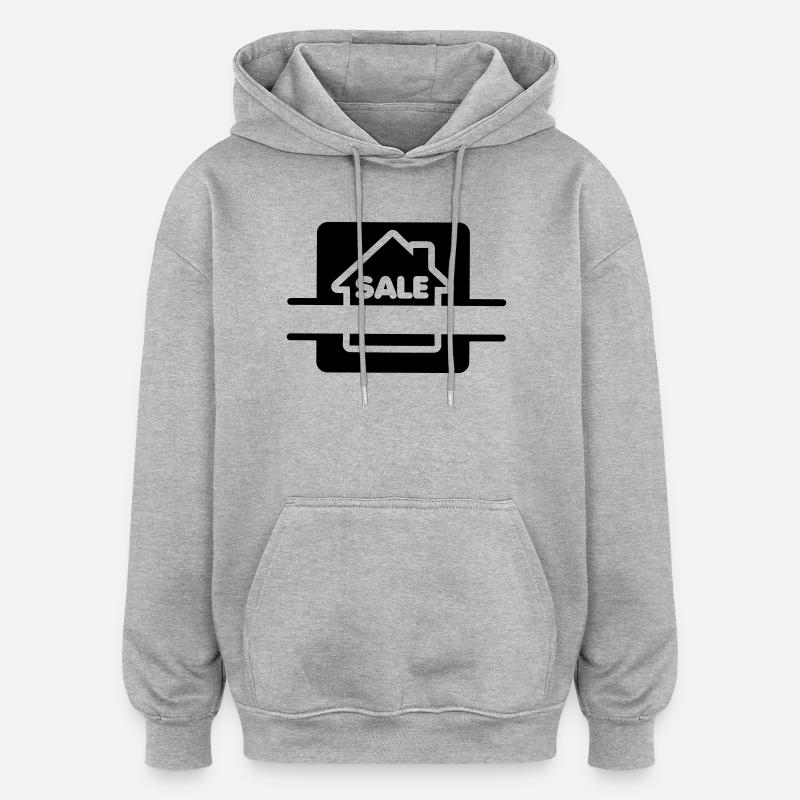 Logo de la maison à vendre - Sweat à capuche oversize unisexe - gris chiné