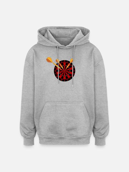 Dart Pfeile und Dartscheibe - Oversized Unisex Hoodie - Grau meliert