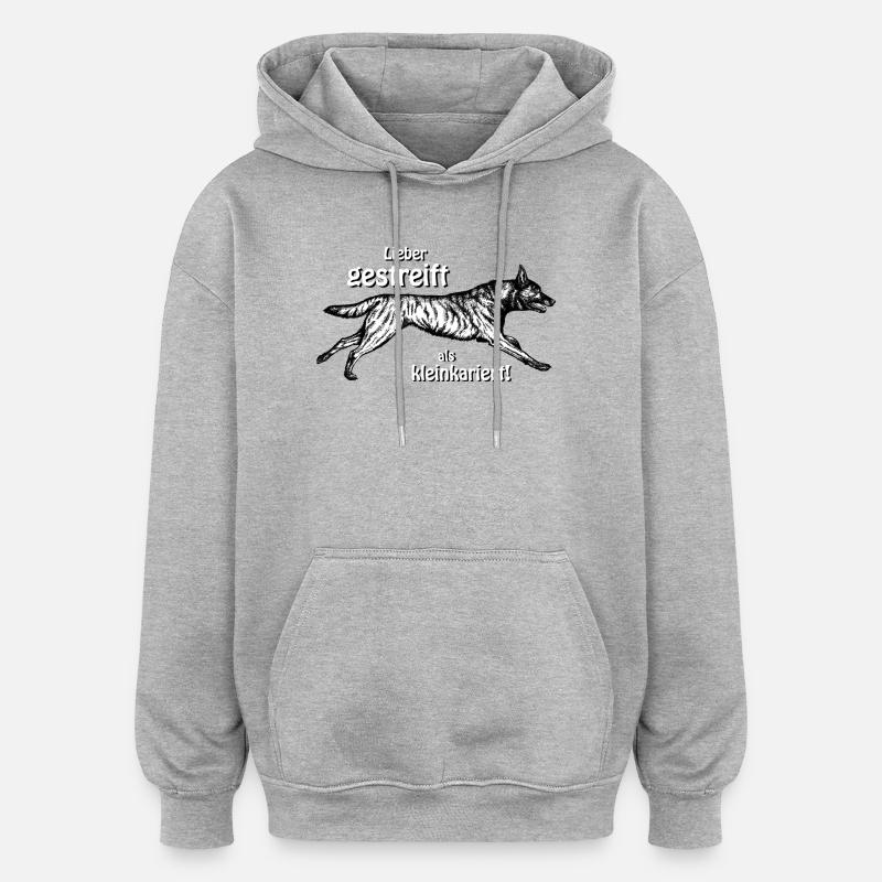 Mieux rayé que mesquin - 2 - Sweat à capuche oversize unisexe - gris chiné