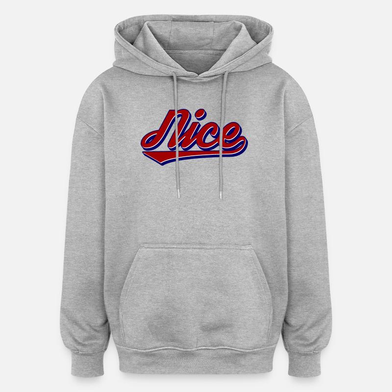 Nice Script Retro Logo Style - Oversized Unisex Hoodie - heather grey