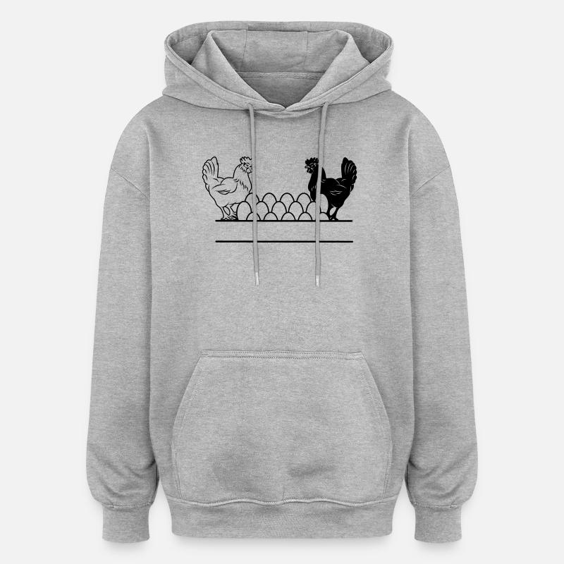 Chicken dark and light monogram - Oversized Unisex Hoodie - heather grey