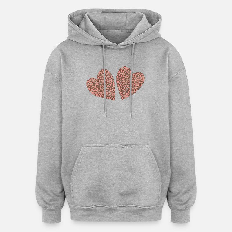 Double Hearts Style - Sweat à capuche oversize unisexe - gris chiné
