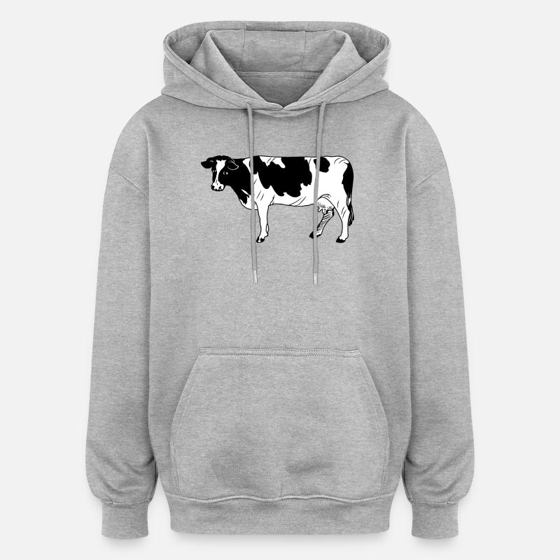 Vache à fourrure noire - Sweat à capuche oversize unisexe - gris chiné