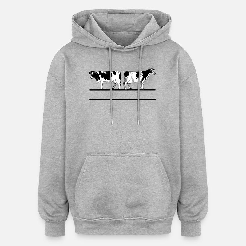 Schwarzweißes Kuhmonogramm - Oversized Unisex Hoodie - Grau meliert