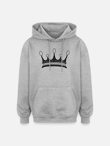 Crown five pearls transparent shadow image - Oversized Unisex Hoodie - heather grey