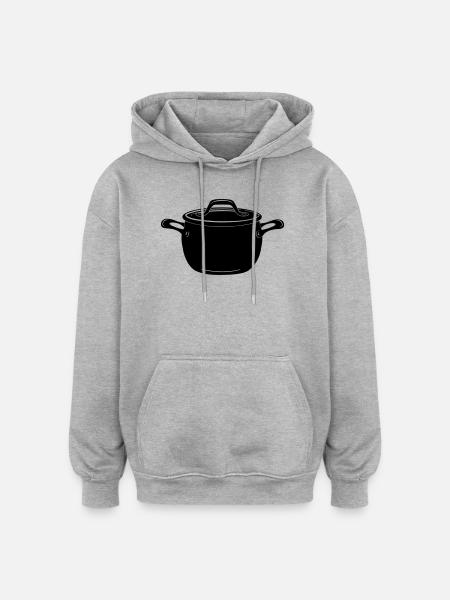 Suppe oder Pfanne - Oversized Unisex Hoodie - Grau meliert