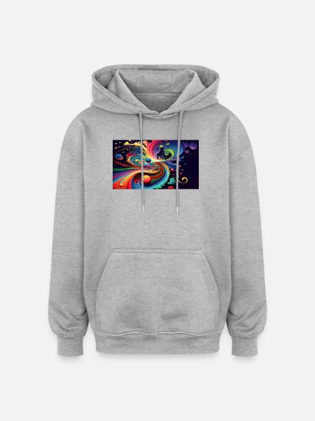 Cosmic Rainbow Swirl - Oversized Unisex Hoodie - heather grey