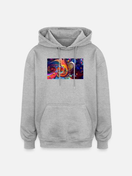 Vivid Abstract Swirl Burst - Oversized Unisex Hoodie - heather grey