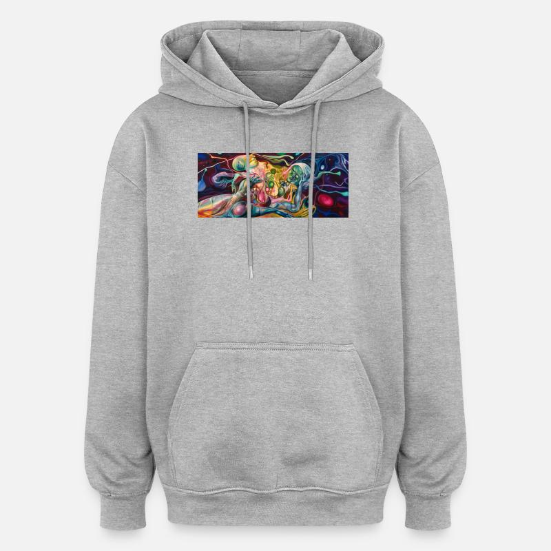 Neon Entangled Figures - Oversized Unisex Hoodie - heather grey