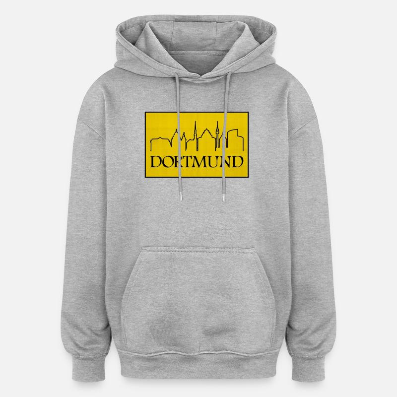 Dortmund Skyline Gelb Design - Oversized Unisex Hoodie - Grau meliert