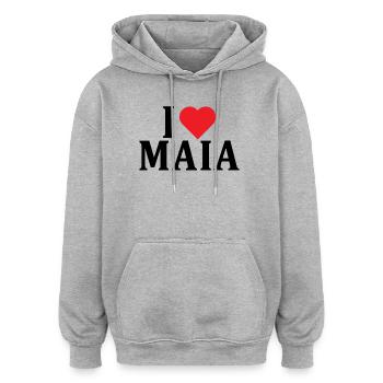 T-Shirt Name I love Maia Geschenkidee T-Shirt - Oversized Unisex Hoodie - Grau meliert - Vorne - Noah (186cm)