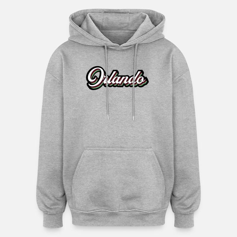 Orlando Rainbow Script - Sweat à capuche oversize unisexe - gris chiné