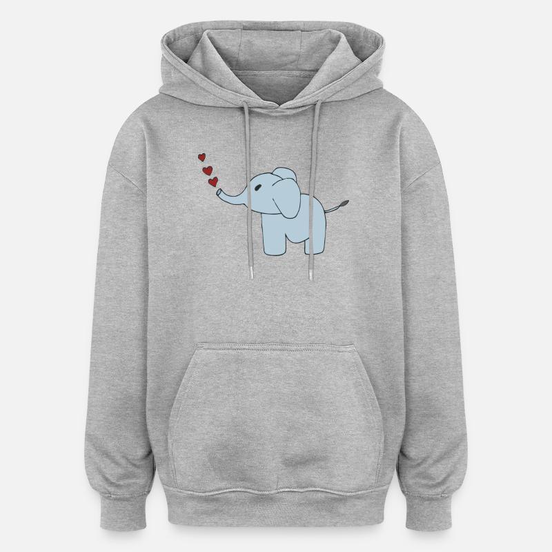 Cœurs d’éléphants - Sweat à capuche oversize unisexe - gris chiné
