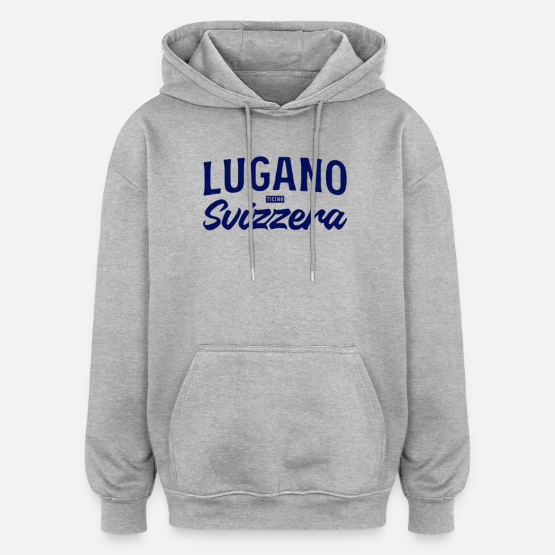 Lugano Svizzera Script Design - Oversized Unisex Hoodie - heather grey