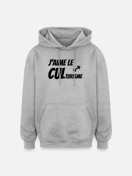 musculation, salle de musculation, culturisme - Sweat à capuche oversize unisexe - gris chiné