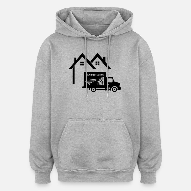 Stores de camion de maison - Sweat à capuche oversize unisexe - gris chiné
