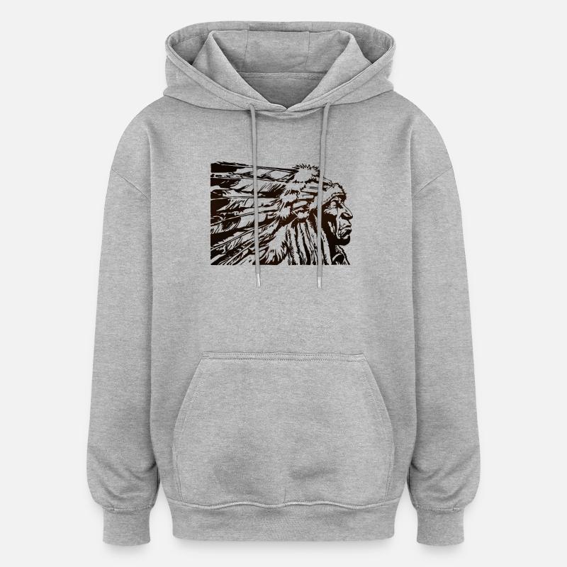 Chief - Sweat à capuche oversize unisexe - gris chiné