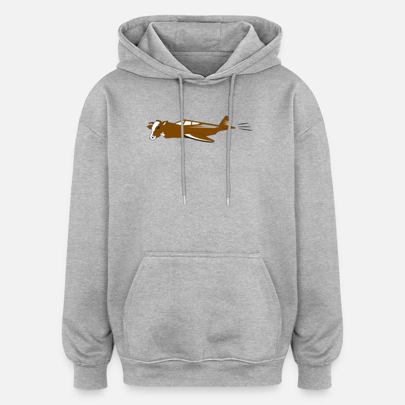 vache Air | vache volante - Sweat à capuche oversize unisexe - gris chiné