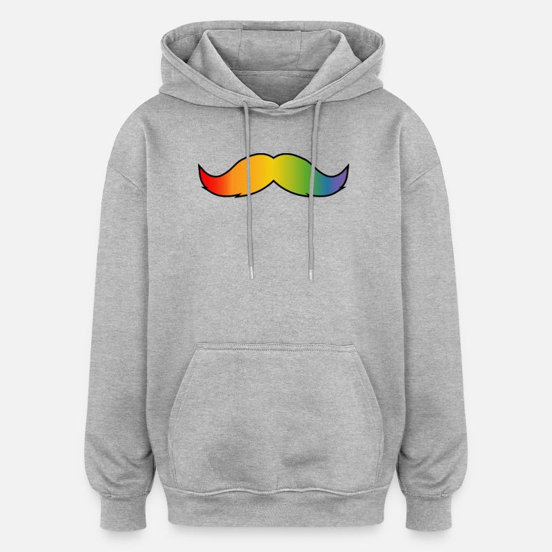 Barbe arc-en-ciel Queer Noir - Sweat à capuche oversize unisexe - gris chiné