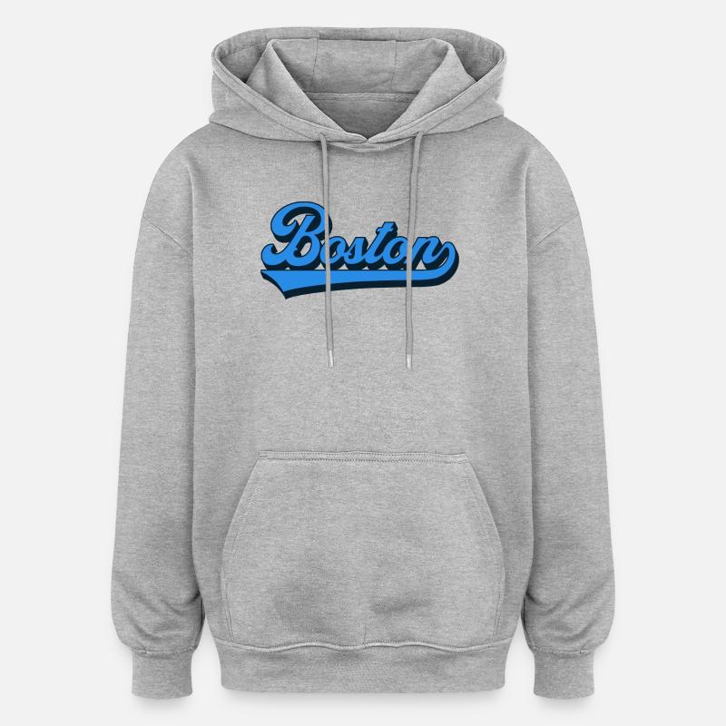 Boston Blue Script Retro - Oversized Unisex Hoodie - heather grey